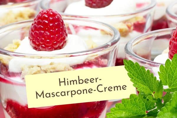 Dessert mit Himbeeren und Baiser