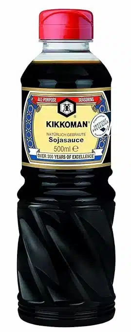 Sojasauce Dunkel, Kikkoman Sojasoße ohne Konservierungsstoffe, Soja-Sauce natürlich gebraut, Shoyu Sauce Soja-Soße für Sushi und Sashimi 500ml
