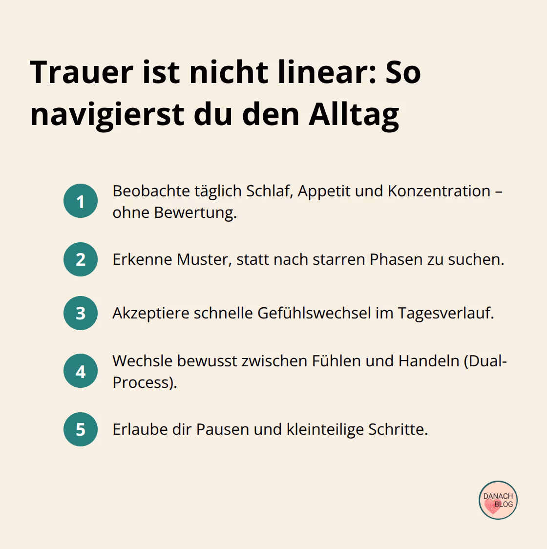 Fünf kompakte Strategien, um nicht-lineare Trauer im Alltag zu navigieren - Trauerverarbeitung